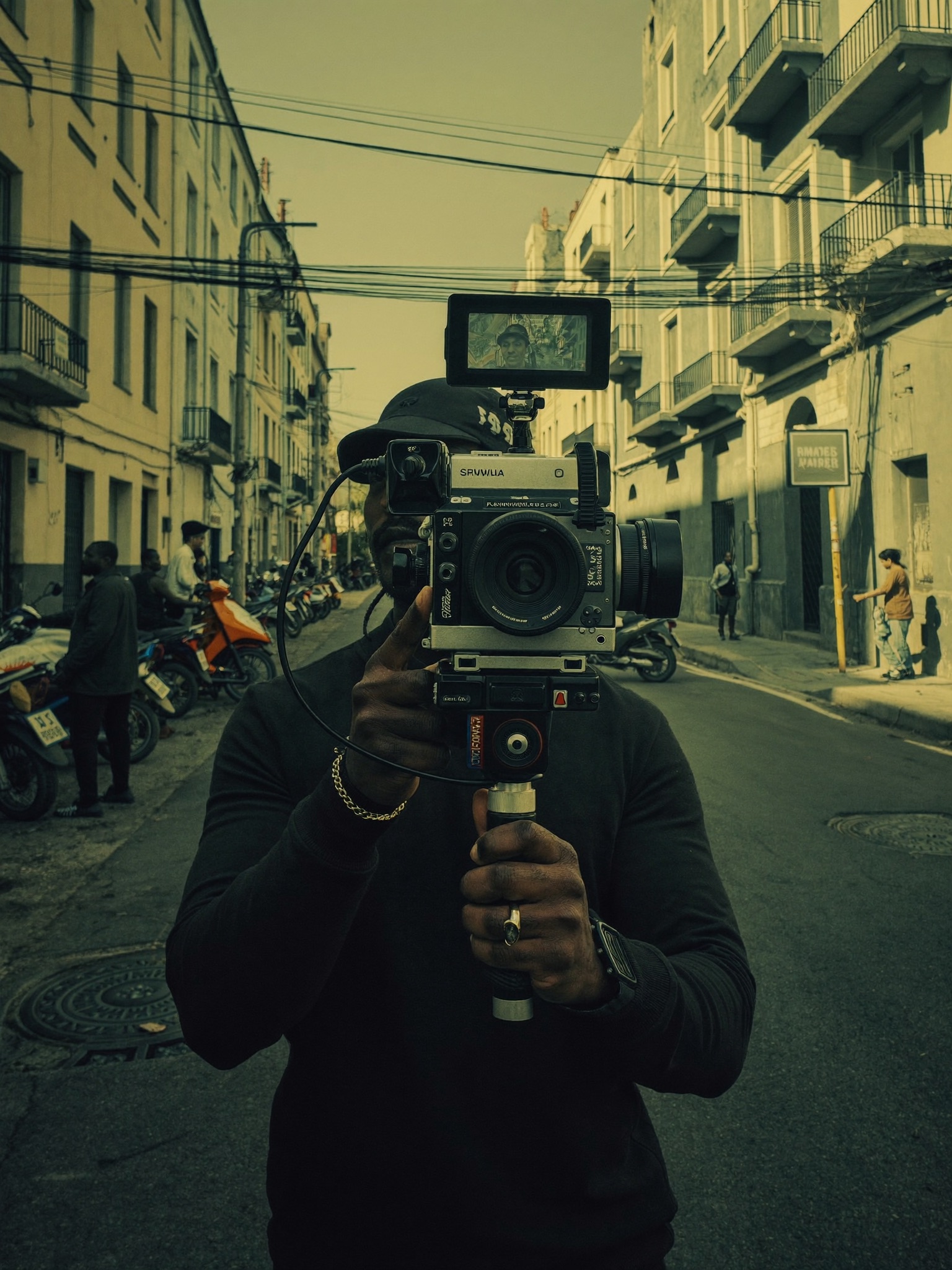 Vidéaste africain en tournage à Douala