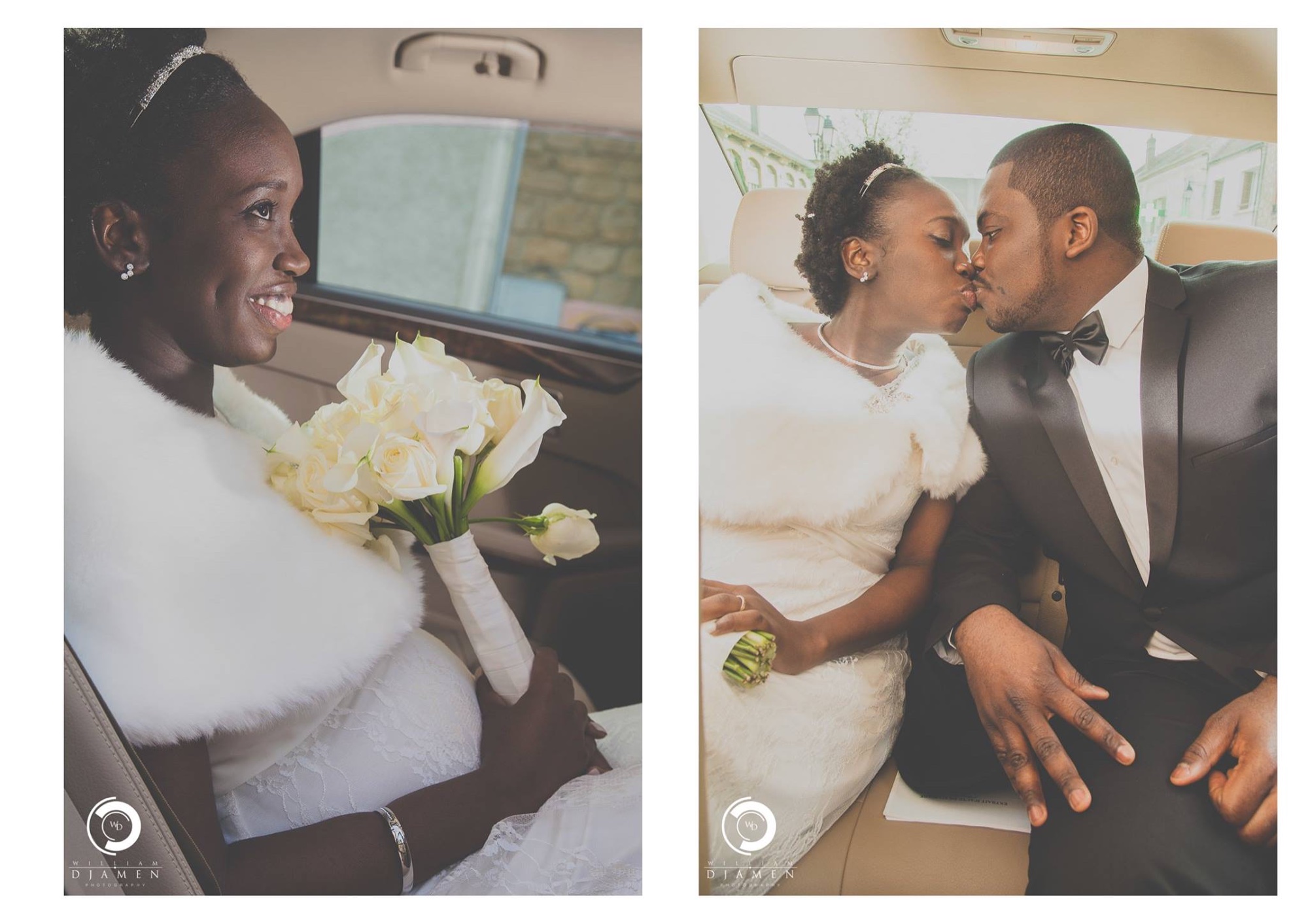 Les mariés dans la voiture — instants tendres
